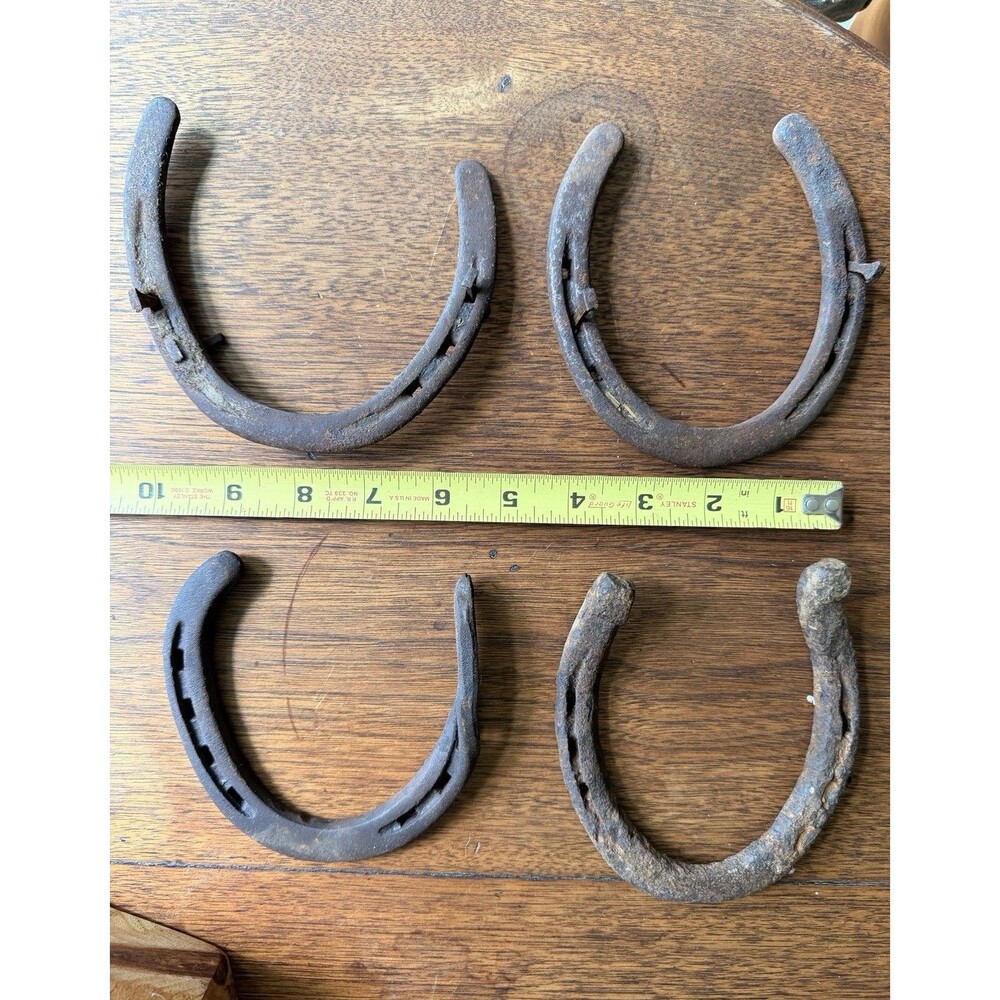 Lot of 4 Vintage Iron Horseshoes - Iron Material Horseshoe Set